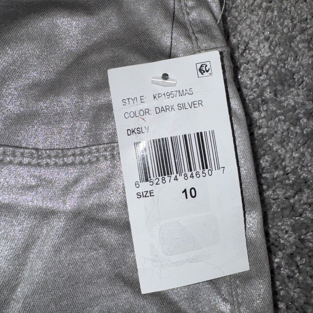Kut from the Kloth Charlize Fab Ab Cigarette Leg Jeans Sz 10 Silver Metallic NEW - Picture 5 of 12
